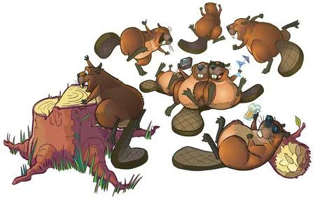 31063467-cartoon-clip-art-of-a-group-of-cute-beavers-having-a-party-or-celebrating.webp
