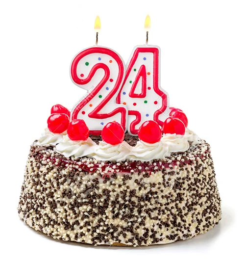32590251-Birthday-cake-with-burning-candle-number-24-Stock-Photo.webp
