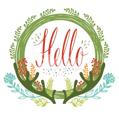 36659342-hello-postcards-with-green-circular-frame-antlers-and-flowers-a.webp