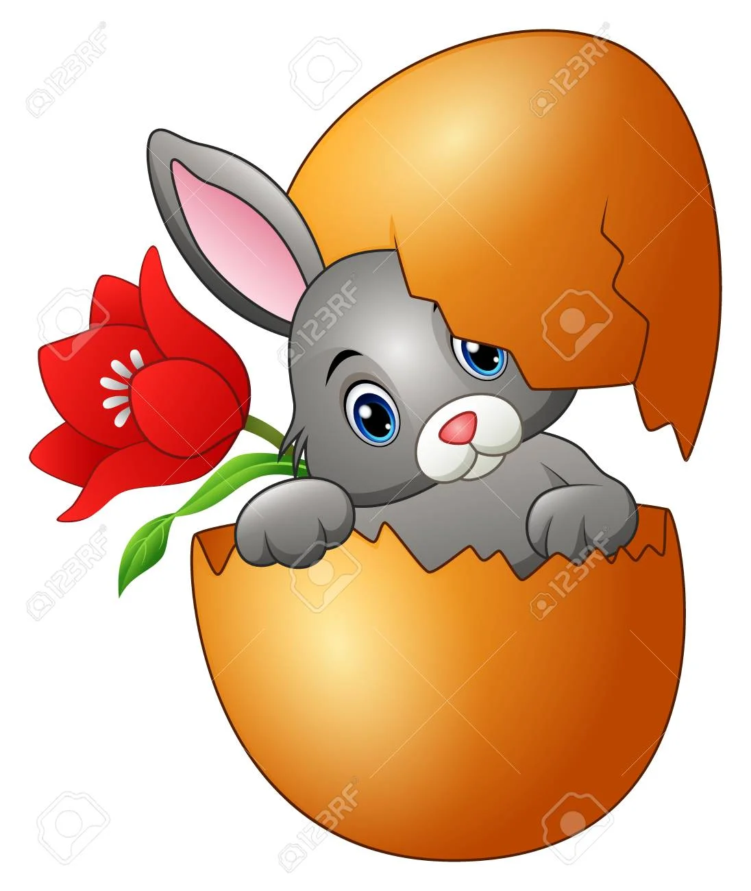 98270543-easter-bunny-hatched-from-an-egg-with-red-flower.webp