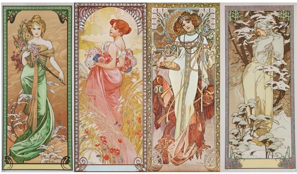 Alfons-Mucha-100x40-cm-zestaw-Pory-roku.webp