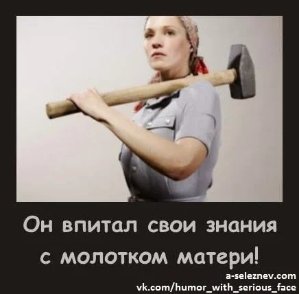 Фотошутка «Он впитал свои знания с молотком матери!» – a-seleznev.com – 2014.webp