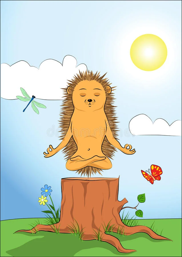 hedgehog-делая-йога-раздумье-26813624.jpg