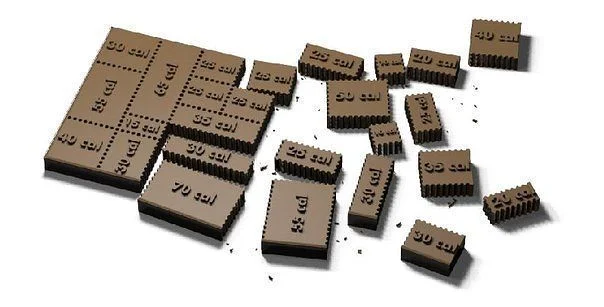 ​Шоколад с указанием количества калорий на плитках.webp