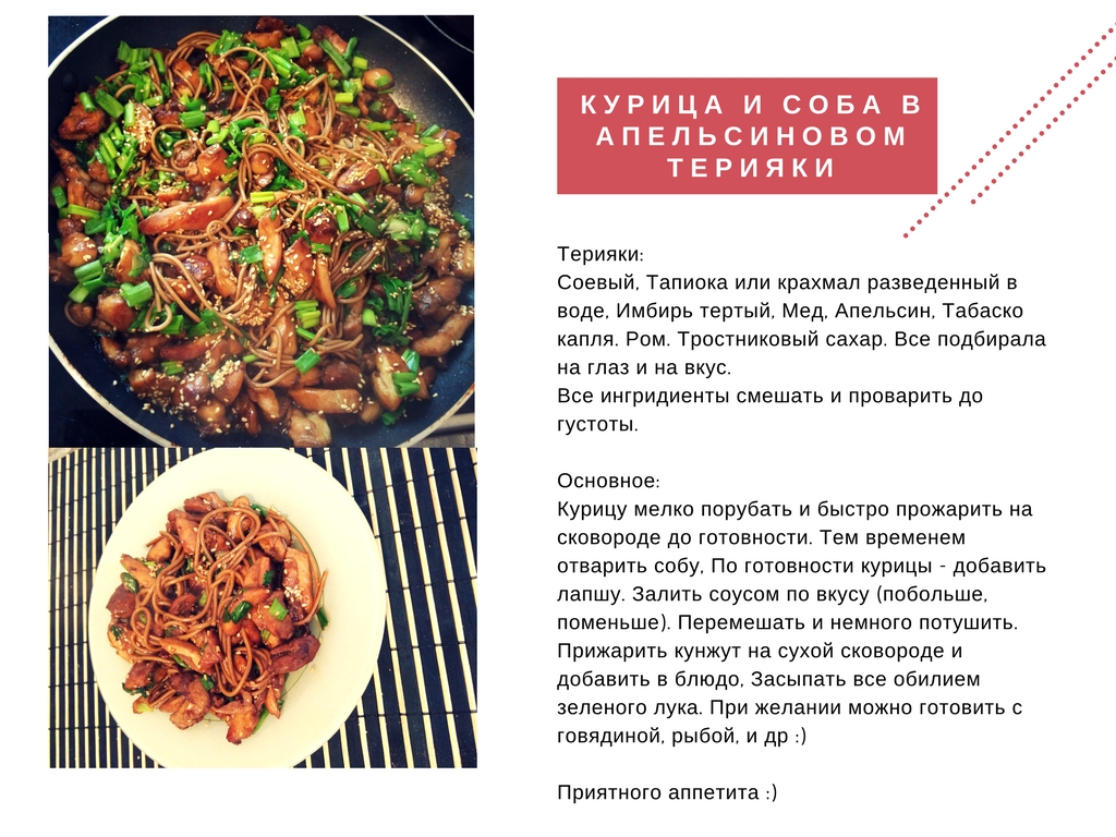 Курица и соба в апельсиновом терияки